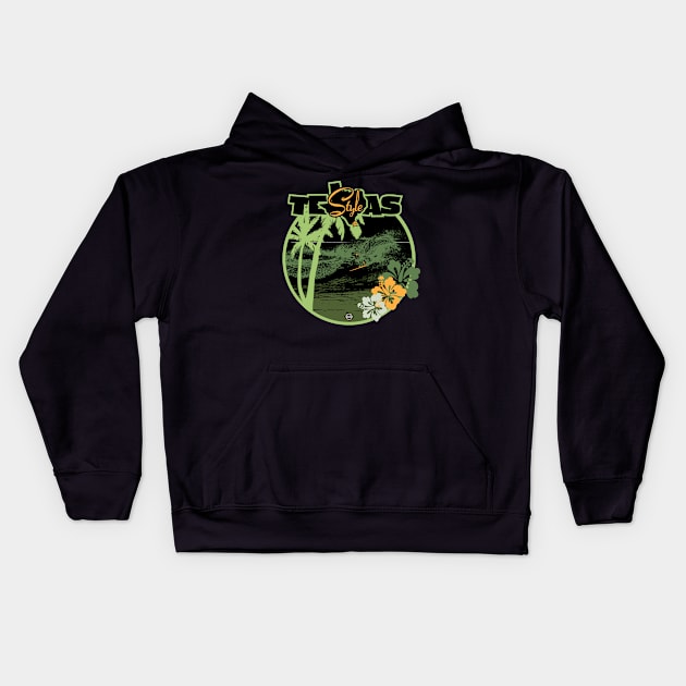 Texas Style Lone Surfer in Green Kids Hoodie by CamcoGraphics